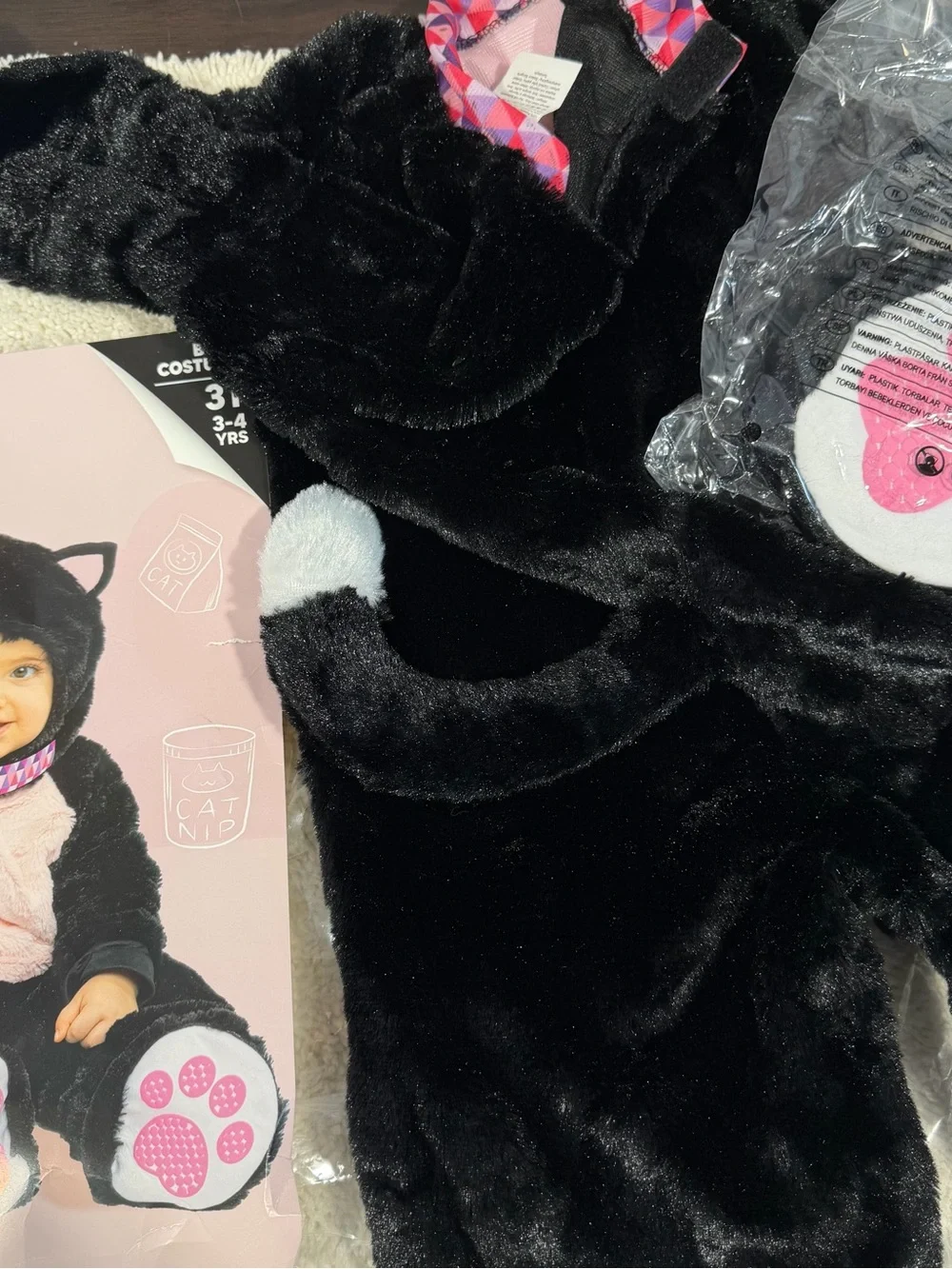 Kids Plush Black and Pink kitty cat Animal Costume 3T